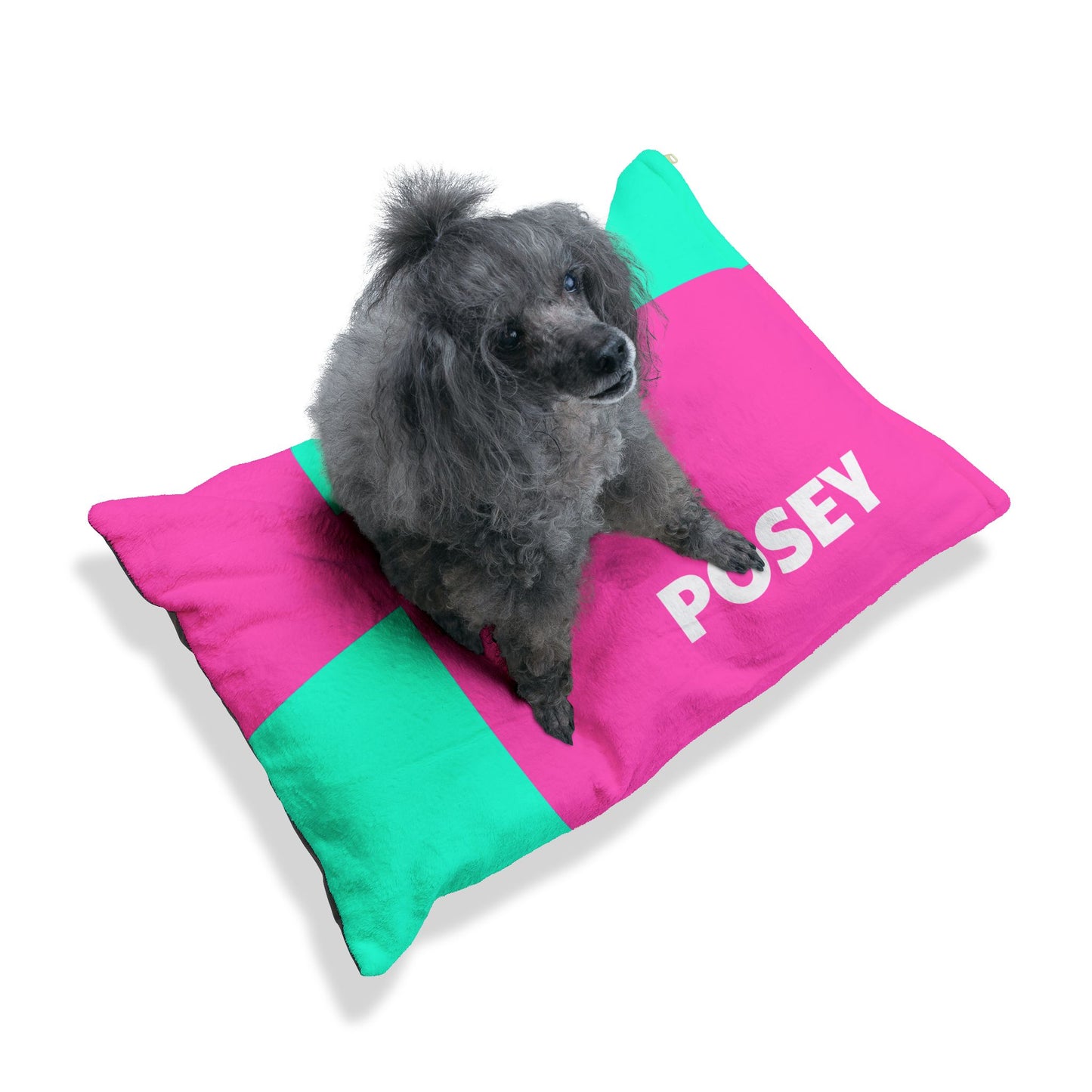 Hot Pink Cyan Personalized Pet Bed