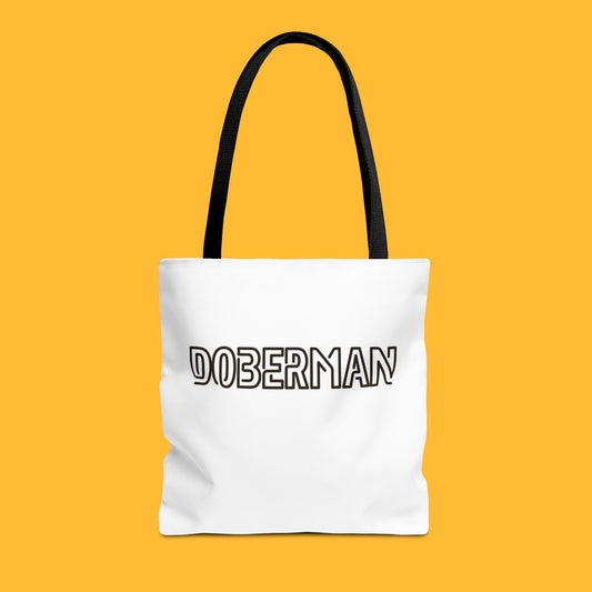 Doberman-Orange Cat Couple Tote Bag